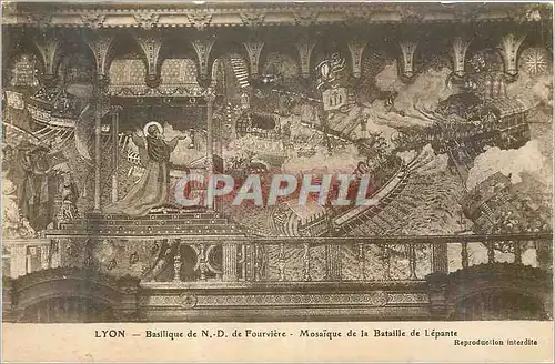 Cartes postales Lyon Basilique de N D de Fourviere Mosaique de la Bataille de Lepante