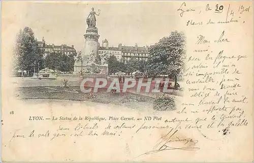 Cartes postales Lyon Statue de la Republique Place Carnot (carte 1900)