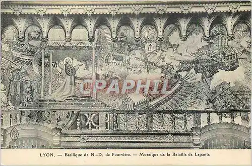 Cartes postales Lyon Basilique de N D de Fourviere Mosaique de la Bataille de Lepante