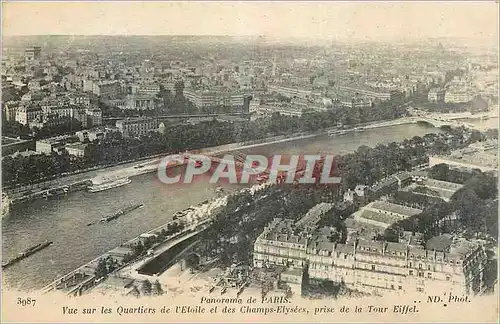 Ansichtskarte AK Panorama de Paris Vue sur les Quartiers de l'Etoile et des Champs Elysees prise de la Tour Eiffe