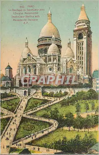 Cartes postales Paris La Basilique du Sacre Coeur avec L'Escalier Monumental