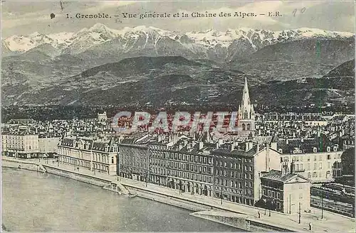 Cartes postales Grenoble Vue Generale et la Chaine des Alpes