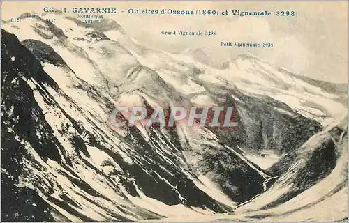 Cartes postales Gavarnie Oulettes d'Ossoue (1860) et Vignemale (3298)