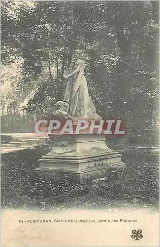 Cartes postales Perpignan Statue de la Musique Jardin des Platanes