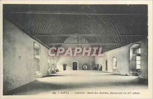 Cartes postales Laval Chateau Salle des Gardes Charpente du XVe Siecle
