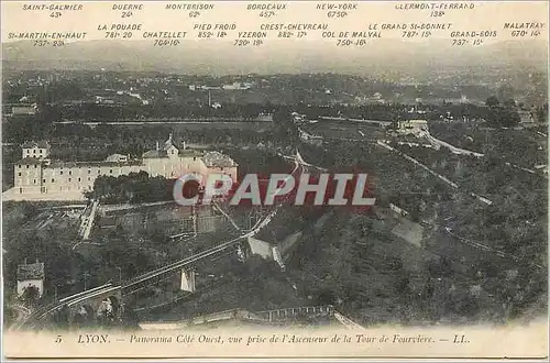 Ansichtskarte AK Lyon Panorama Cote Ouest Vue prise de l'Ascenseur de la Tour de Fourviere