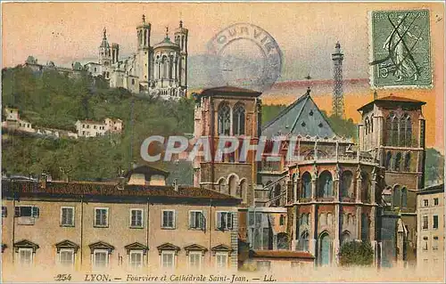 Cartes postales Lyon Fourviere et Cathedrale Saint Jean