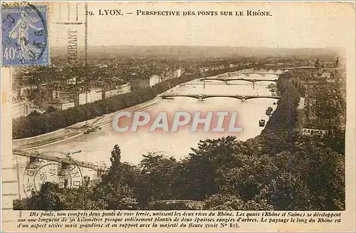 Cartes postales Lyon Perspective des Ponts sur le Rhone