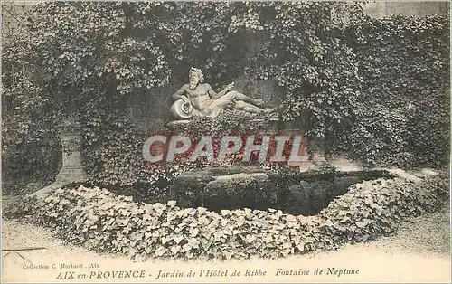 Cartes postales Aix en Provence Jardin de l'Hotel de Ribbe Fontaine de Neptune