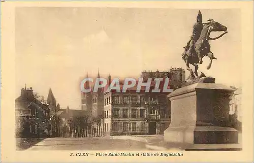 Ansichtskarte AK Caen Place Saint Martin et Statue de Duguesclin