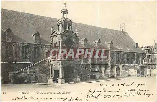 Cartes postales Rouen Le Monument de St Romain (carte 1900)