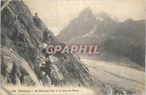 Cartes postales Chamonix Le Mauvais Pas et la Mer de Glace Alpinisme