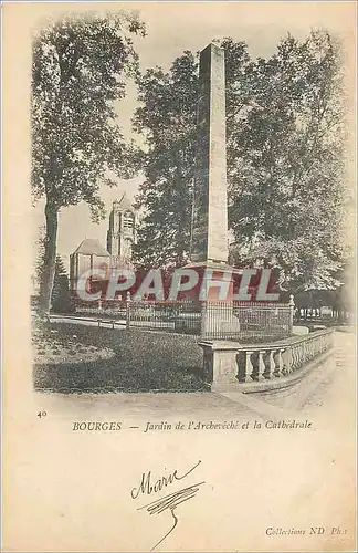Cartes postales Bourges Jardin de l'Archeveche et la Cathedrale (carte 1900)