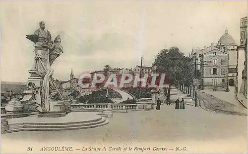 Cartes postales Angouleme La Statue de Carnot et le Rempart Desaix