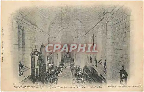 Cartes postales Montbron (Charente) Eglise Nef prise de la Tribune (carte 1900)