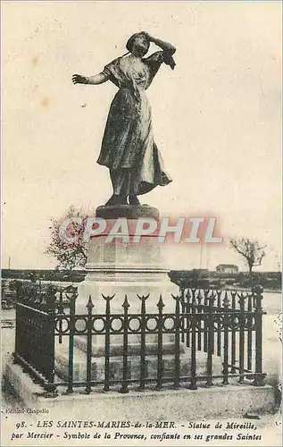 Cartes postales Les Saintes Maries de la Mer Statue de Mireille par Mercier