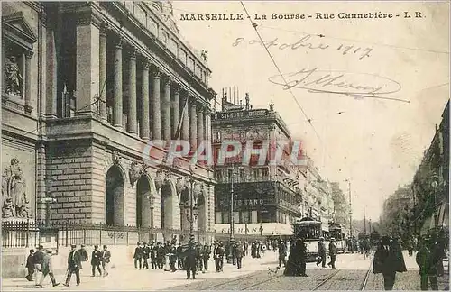 Ansichtskarte AK Marseille La Bourse Rue Cannebiere Tramway