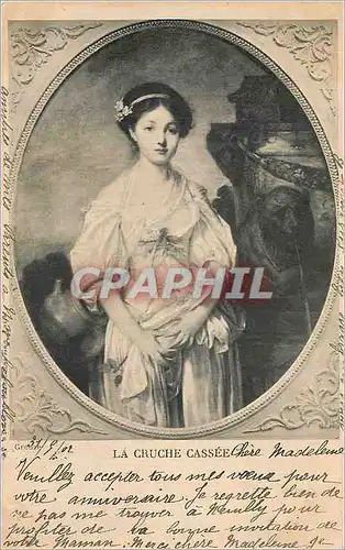 Cartes postales La Cruche Cassee Greuze
