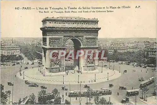 Cartes postales Paris L'Arc de Triomphe La Tombe du Soldat Inconnu et Place de l'Etoile