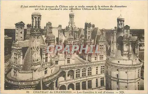 Cartes postales Chateau de Chambord Les Combles a vol d'Oiseau