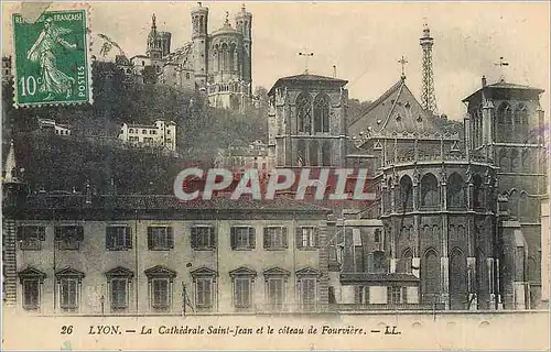 Cartes postales Lyon La Cathedrale Saint Jean et le Coteau de Fourviere