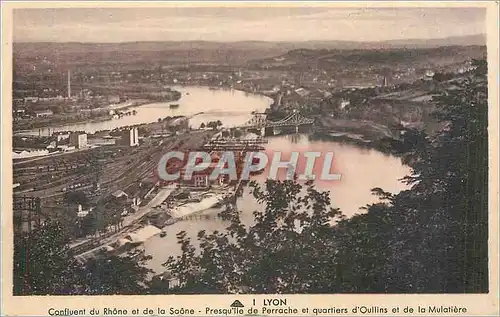 Cartes postales Lyon Confluent du Rhone et de la Saone Presqu'ile de Perrache et quartiers d'Oullins et de la Mu