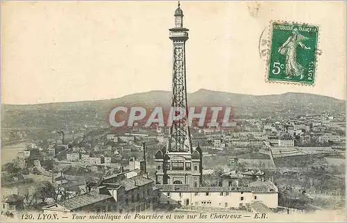 Cartes postales Lyon Tour Metalique de la Fourviere et vue sur les Chartreux