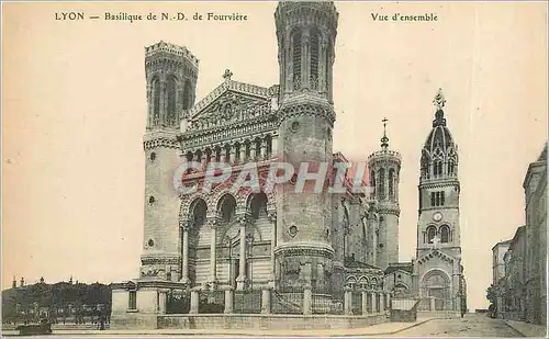 Cartes postales Lyon Basilique Notre Dame de Fourviere Vue d'Ensemble