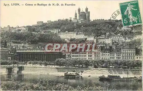 Cartes postales Lyon Coteau et Basilique de N D de Fourviere