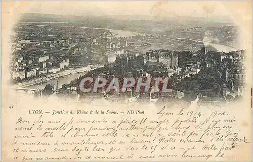 Cartes postales Lyon Jonction du Rhone et de la Saone (carte 1900)