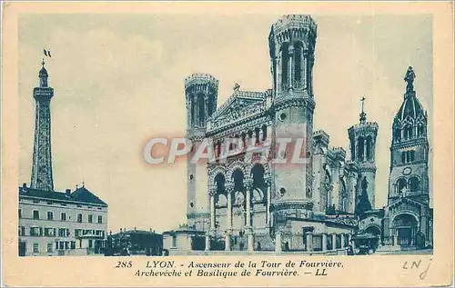Ansichtskarte AK Lyon Ascenseur de la Tour de Fourviere Archeveche et Basilique de Fourviere