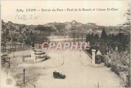 Cartes postales Lyon Entree du Parc Pont de la Boucle et Coteau St Clair Automobile