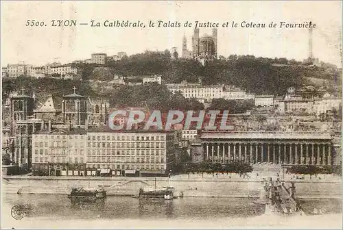 Cartes postales Lyon La Cathedrale Le Palais de Justice et le Coteau de Fourviere