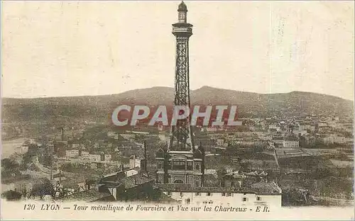 Cartes postales Lyon Tour Metallique de Fourviere et Vue sur les Chartreux