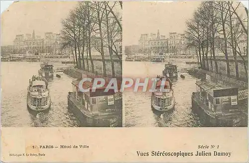 Cartes postales Paris Hotel de Ville Vue Stereoscopiques Julien Damoy
