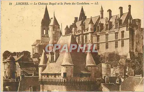 Cartes postales Loches Le Chateau Royal et la Porte des Cordeliers