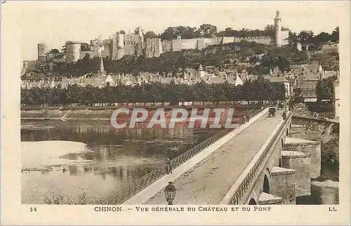 Cartes postales Chinon Vue Generale du Chateau et du Pont