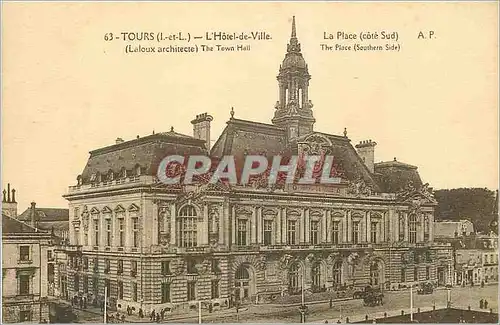 Cartes postales Tours (I et V) L'Hotel de Ville (Laloux Architecte) La Place (cote Sud)