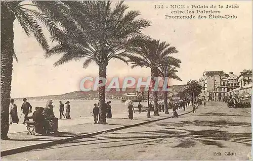 Cartes postales Nice Palais de la Jetee entre les Palmiers Promenade des Etats Unis