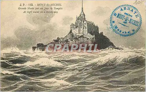 Cartes postales Mont Saint Michel Grand Maree par un Jour de Tempete
