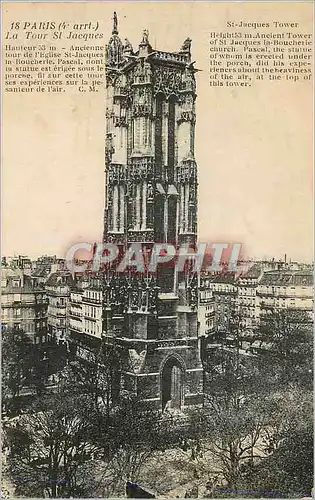 Cartes postales Paris (4e arrt) La Tour St Jecques