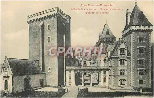 Cartes postales Pau Les Basses Pyrenees Le Chateau Henri IV Donjon Facade et Entree