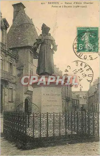 Cartes postales Bayeux Statue d'Alain Chartier Poeteee ne a Bayeux (1386 1449)