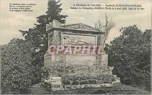 Cartes postales Environs de Falaise Tombeau de Marie Elisabeth Joly Femme de Dulomboy Decedee a Paris le 5 Mai 1