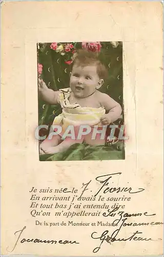Cartes postales Je suis nee le 7 Fevrier