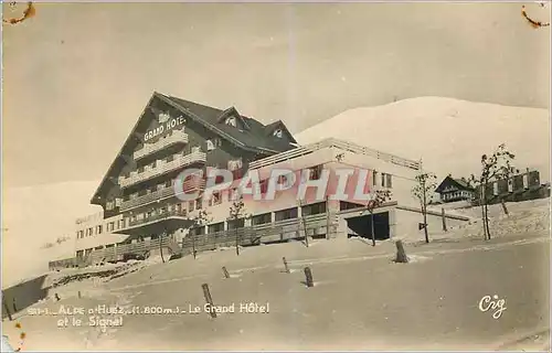 Moderne Karte Alpe d'Huez (1800 m) Le Grand Hotel et le Signal