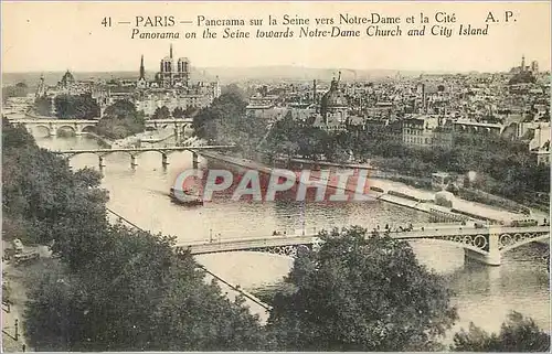 Ansichtskarte AK Paris Panorama sur la Seine vers Notre Dame et la Cite