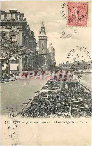 Cartes postales Paris Quai aux fleurs et la Conciergerie
