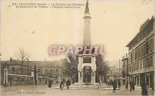 Ansichtskarte AK Chambery (Savoie) La Fontaine des Elephants Le Boulevard du Theatre