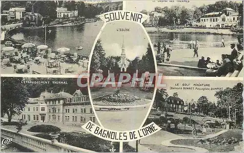 Ansichtskarte AK Souvenir de Bagnoles de l'Orne L'Eglise Golf miniature